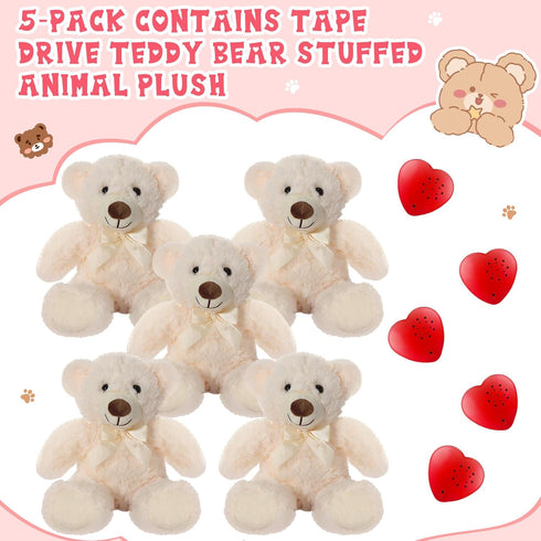 Libima 5 Pack 14" Bears Stuffed Animals with Voice Recorder Set, 30 Seconds Sound Recorder Module Plush Bear Toys
