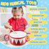 2 Set, 8 Inch 4 Boao Pcs Kids Drum Toddler Drum Wooden Toy with Adjustable Strap and Drumsticks, Educational Sensory