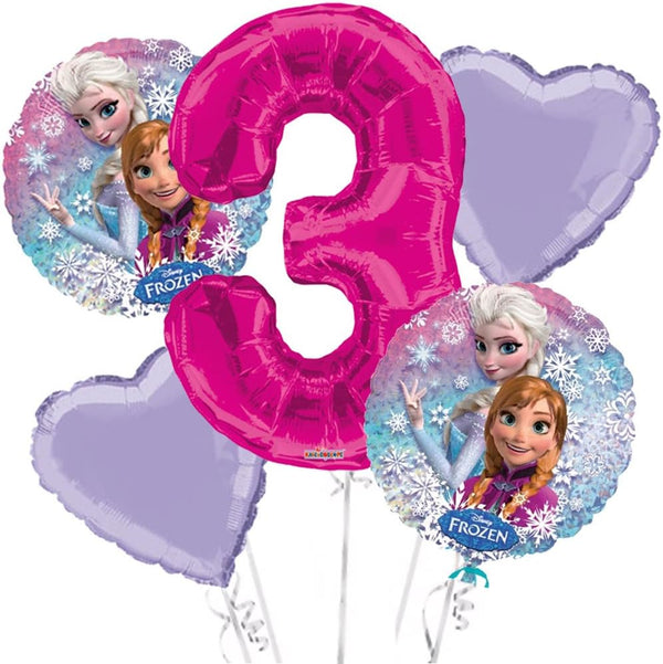 Frozen Balloon Bouquet 3rd Birthday - 5 pcs Party Supplies