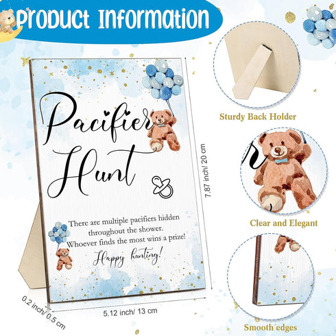 51 50 Sets Roowest Pcs Pacifier Hunt BabyShower Games Include Wooden Hunt Sign and Acrylic Mini Plastic Pacifiers