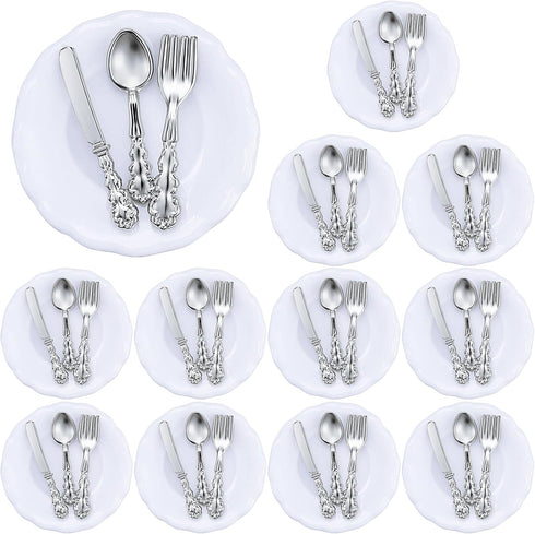Skylety 8 Pieces 1: 12 Scale Minature Dollhouse Accessories Mini House Plates