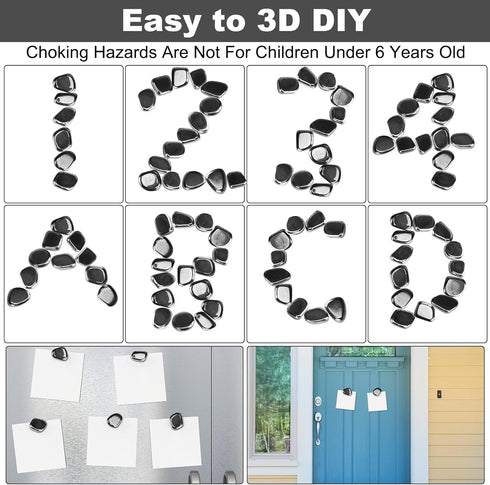 24Pcs Black Fridge Hematite Magnetic Stones Kit, DIY Irregular Polished Refrigerator Magnets for Home
