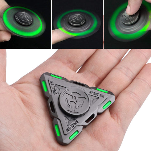 Spaceship Fidget Spinner - Glow In The Dark Spinning Toy, Metal Sensory Gadget, Best Gift for Kids & Adults