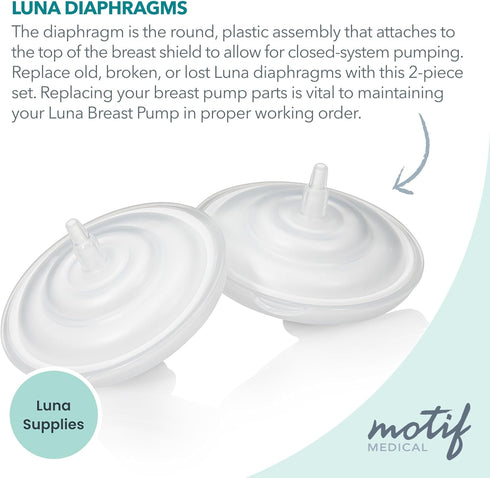 (Set 2) Motif Medical Silicone Diaphragms Replacement Parts - Compatible w/Motif Luna Breast Pump - Durable Motif