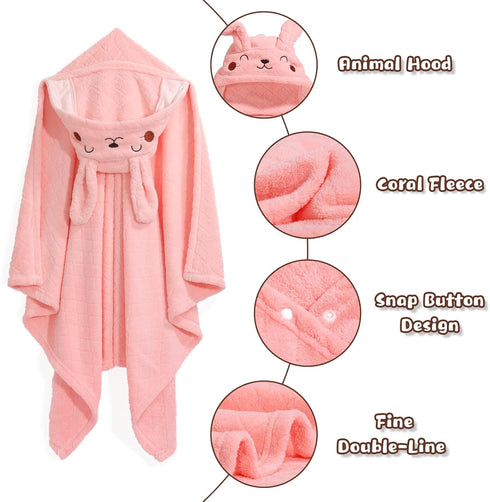 2 Pack 50 32 inch 0-6 Hooded Toddler Bath Towels, Thick Towel for Kids with Animal Hood, Extra Large x for Baby Years