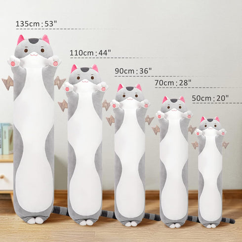 28” Long Cat Plush Body Pillow, Cute Soft Plushies, Kitten Throw Pillow Gift
