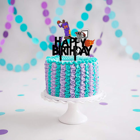 Acrylic Basketball Happy Birthday Cake Topper, Themed Party Decoration for Fans