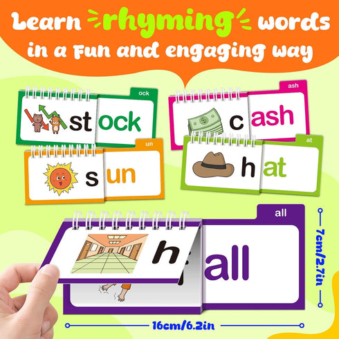 Zazopup 30 Read and Rhyme Flip Books,Word Family Build Book,Learn to Read Phonics Flash Cards,Sight Words Flash Cards