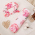 DRESHOW BQUBO Newborn Floral Receiving Blankets, Baby Swaddling with Headbands, Toddler Warm