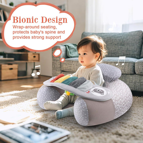 3-36 Upgraded Blublu Park Baby Donut Sit Me Up Floor Seat for Months, Wider U-Shape Inflatable Baby Seat with Cover