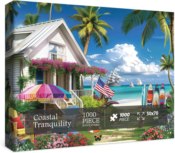 Beach House Puzzles 1000 Piece Summer Puzzle for Adults - Seaside Retreat Jigsaw