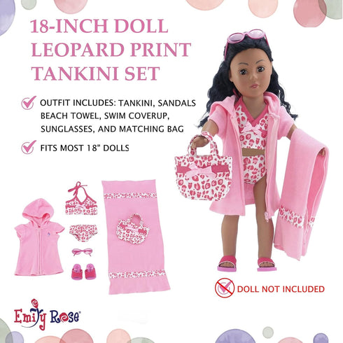 Emily Rose 18-inch Doll Clothes, 6-Piece Tankini Bathing Suit Gift Set, Compatible with 18" American Girl Dolls