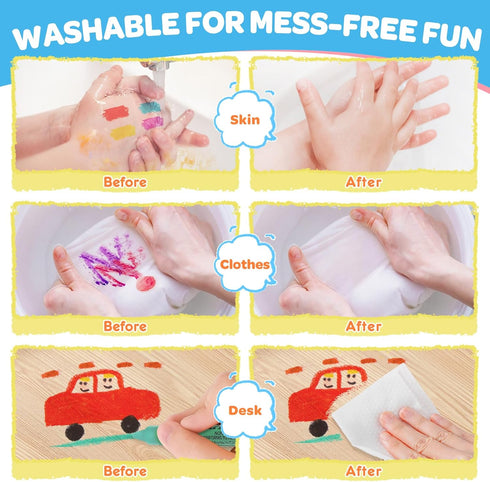 24 1-3, 2-4, 3-5 Colors Jumbo Crayons for Toddlers Non Toxic Large Crayon for Kids Washable Big Crayons Coloring Art