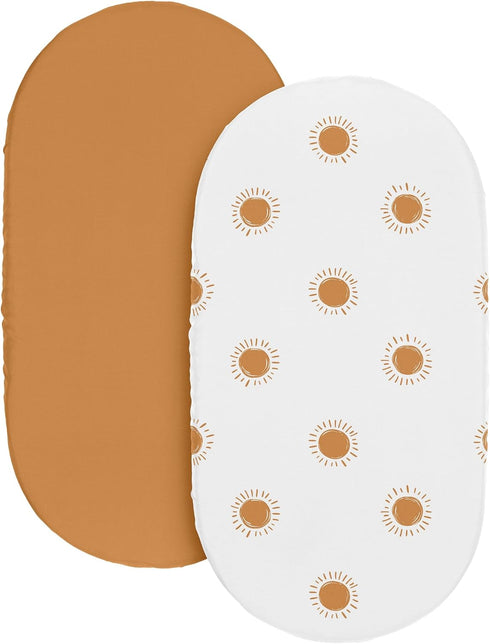 Set 2p Sweet Jojo Designs Orange and White Vintage Boho Sun Boy Girl Unisex/Gender Neutral Baby Bassinet Sheets Fitted
