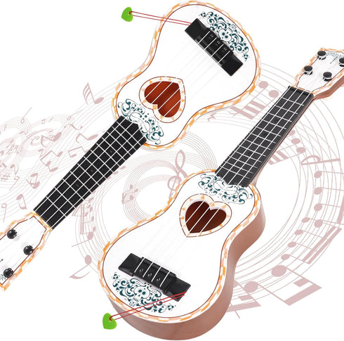Raimy 17in Ukulele Guitar - 4 String Mini Educational Musical Toy for Kids Age 3-9 (White)