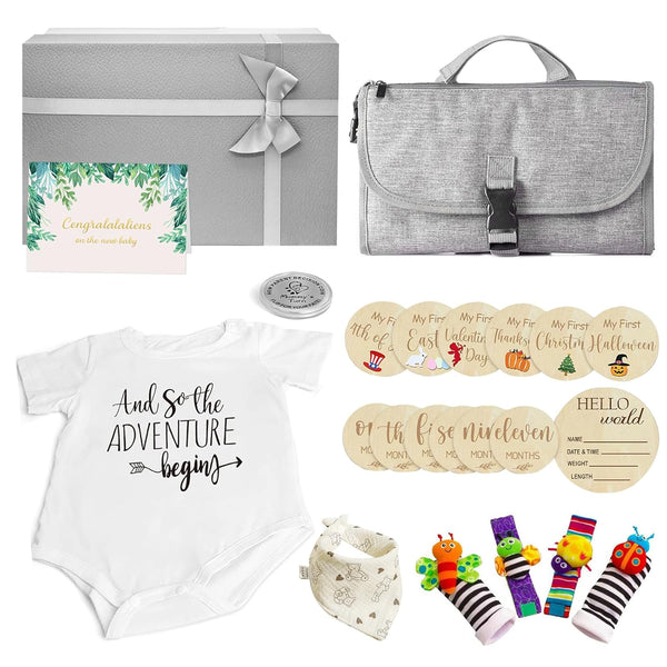 JWEX Baby Shower Gifts - Baby Gift Basket Baby Wrist Rattle Socks Portable