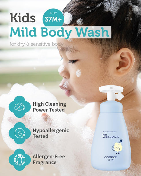 Set 10.1 fl.oz. 10.1 fl.oz. GOONGBE Kids Wash Duo - Korean Low pH Silky Shampoo & Mild Body Wash - Silicone-Free Hair