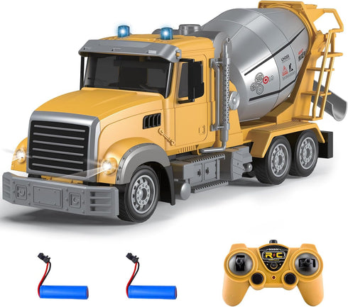 Fistone RC Cement Mixer Toy, 6 Channel Truck with Lights, 1:24 Electric