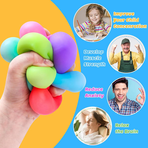 36 Pack Slow Rising Stress Cube, Dough Stress Balls Squishy Fidget Toys Bulk for Anxiety Relief, Soft Fidget Cube, Pull