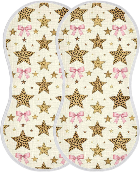 decor gift 4 Pack 22x11in Cotton Newborns Burp Cloths Soft and Absorbent? Leopard Printed Star Pink Baby Rags