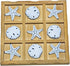 Wooden Tic Tac Toe Game with Sand Dollars and Starfish - Beach Decor Board Game for Family Gatherings, 9 x 9 inch, 14+