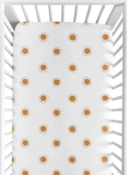 Sweet Jojo Designs Fitted Baby Crib Sheets (White and Orange Boho Sun)