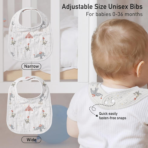 GLLQUEN BABY Muslin Drool Bibs for Boys and Girls, 8 Pack, Adjustable Baby Bibs for Teething and Feeding Essentials