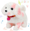 Hopearl Interactive Electronic Pet Plush Puppy - Walking Dog Toy with Woof and Moving Nodding Head for Toddlers, Pink,