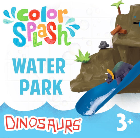 Playset 3 MindWare Dinosaur Color Splash Water Park Bathtub - Interactive Bath Toys with Color Changing Dinosaur