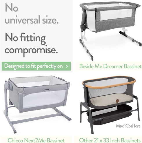 Bassinet Fitted Sheets, 2 Pack for Baby Beside Dreamer Bedside Sleeper and Chicco Next2Me, Fits 20 x 33 Mattress,