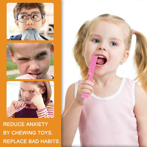 Sensory Chew Toys for Autistic Children, 4 Pack Silicone Chew Tube Teething Sticks for Special Needs