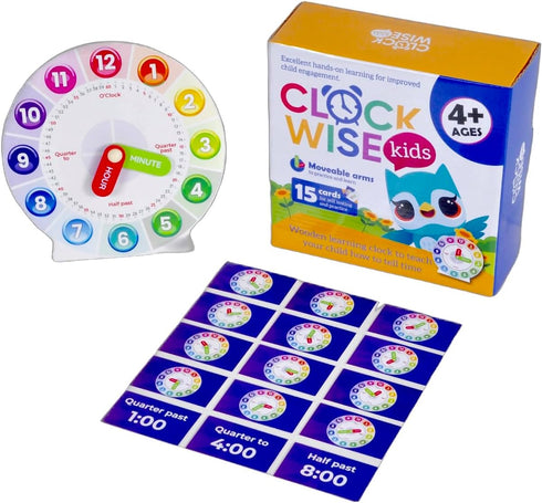 Interactive Educational Teaching Clock, Learn Time Easily with Moveable Arms, Hands-On Learning Tool for Kids