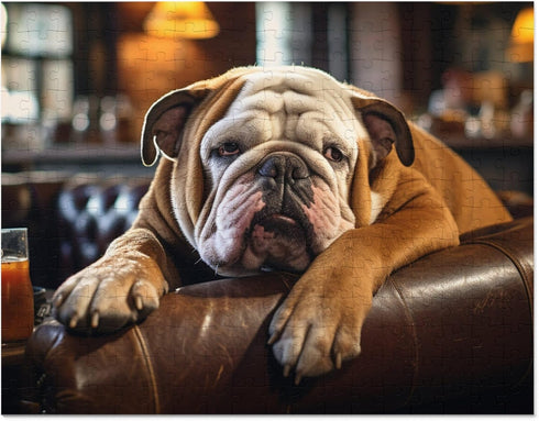 Bulldog On The Couch Jigsaw Puzzle for Adults - 500 Piece Cute Bulldog Animal Puzzle
