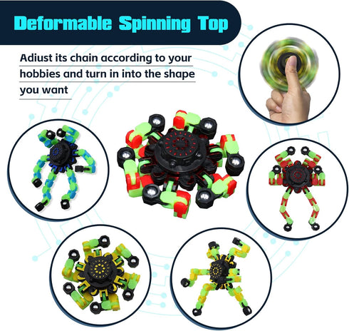 estardaa 8Pcs Fidget Spinners Glow in The Dark, Fingertip Gyro DIY Deformable Robot Funny Sensory Fidget Toys