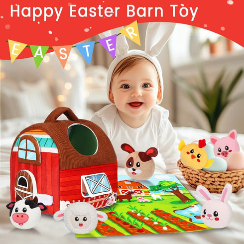 6-12 6 Avesa Baby Toys Months - Soft Barn Toy with Stuffed Farm Animals, Rattle - Montessori Toys for Babies Months Old