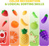 Mimiblooms Set Playset 3 4 5 6 Play Food with Cutting Fruits&Felt Tree Mat, Pretend Food Play Kitchen Accessories, Toy