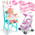 deAO Baby Doll Set Play Set Includes Miniature Crib,Mobile High Chair Stroller,12PCS