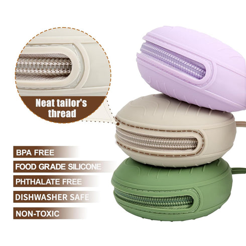 KIYEUKB 3 Pack Silicone Pacifier Holder Case, BPA-Free Cover Pouch for Baby, Portable Storage Container for Diaper Bag
