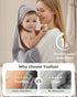 2 Pack 100% Kids,37.5"x37.5",Soft Yoofoss Hooded Baby Towels for Newborn Muslin Organic Cotton Baby Bath Towel