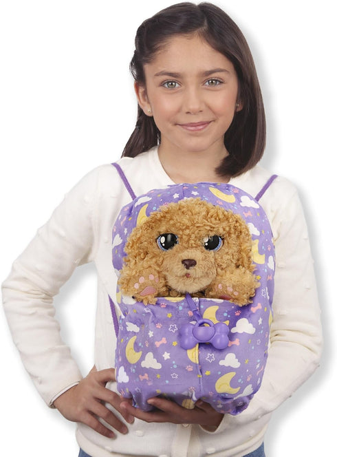 BABY PAWS Backpack 15+ 4+ - Interactive Labradoodle Plush Toy Puppy & Carrier, with Sounds & Reactions, Gifts for Kids