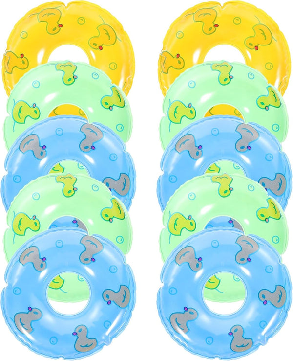 Toyvian 10pcs Mini Swim Rings - Inflatable Doll Lifebuoy Pool Toys for Dollhouse Accessories