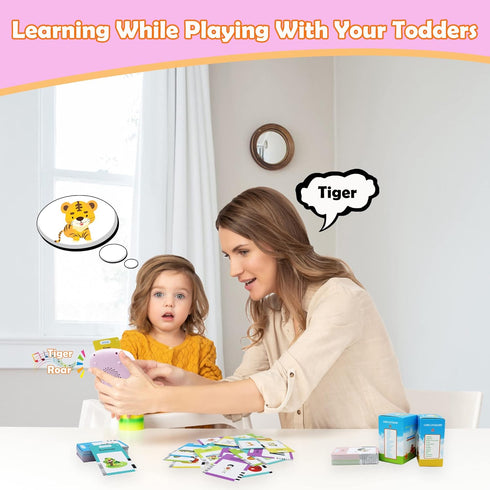 510 3-8 Spanish & English Words Alphabet Bilingual Talking Flash Cards for Years Toddlers, Pocket Speech Buddy Therapy