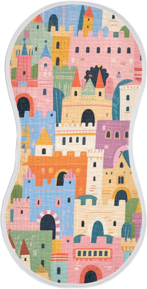 tplaotee Cute Cartoon Castle Color Cotton Burp Cloths Muslin Soft and Absorbent? Baby