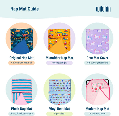Wildkin Kids Cotton Nap Mat Cover - Soft, Durable with Sewn-in Flap, Fits 1.5" Vinyl Sleep Mats - Heroes