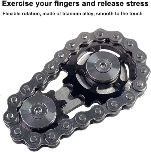 Osteczz Bike Chain Gear Fidget Spinner, Metal Sprocket Chain Fidget Toy Stress Anxiety Relief Fidget Toy Finger