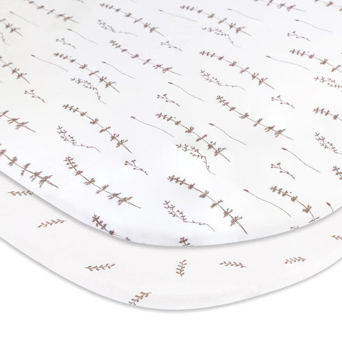 Ely’s & Co. Baby Boy/Girl Fitted Bassinet Sheets - 2 Pack, 100% Jersey Knit Cotton, Forest Grey Floral, 32”x16”x3”