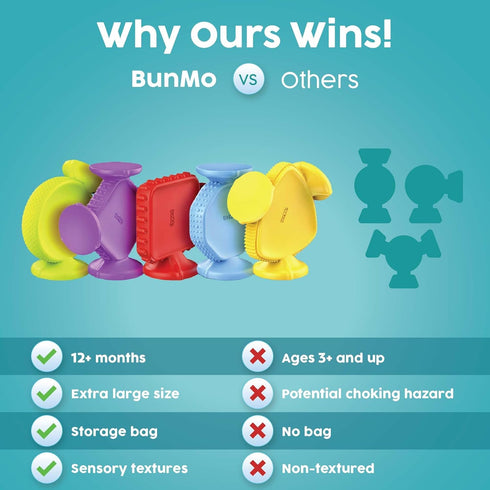 13 (5 Pack), 1+, BUNMO Big Shapes Textured Suction Bath Toys for Toddlers Extra Large Silicone Bathtub Toys, BPA-Free