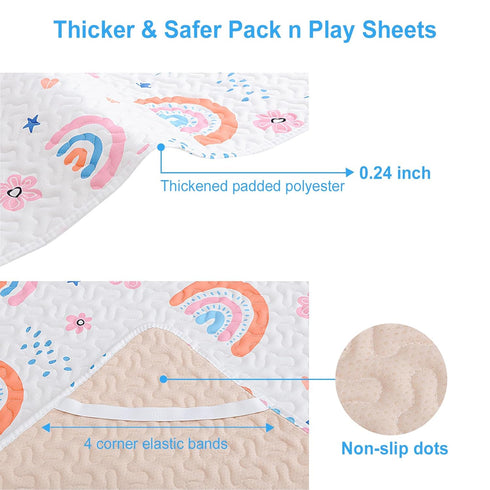Pack Pack Pack Quilted n Play Sheet Fitted, Breathable Thick Pad for and Play Mattress, and Play Mattress Sheet fits