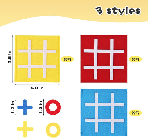 LovesTown 15PCS Tic Tac Toe Board Game, Mini Strategic Indoor Game for Kids, Educational Party Favors