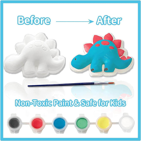 Funto Dinosaur Painting Kit for Kids, 27 PCS Crafts Set to Paint Your Own Figurines with Magnet, Creative DIY Activity